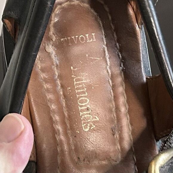 Allen Edmonds Mens 9.5 Quilted Black Leather Tivoli Vibram Sandals Shoe Buckle - Picture 3 of 9